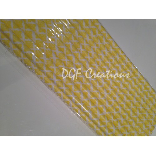 Damask Yellow Pattern  Paper Straw click on image to view different color option
